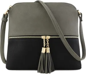 DELUXITY Lightweight Medium Crossbody Bag with Tassel