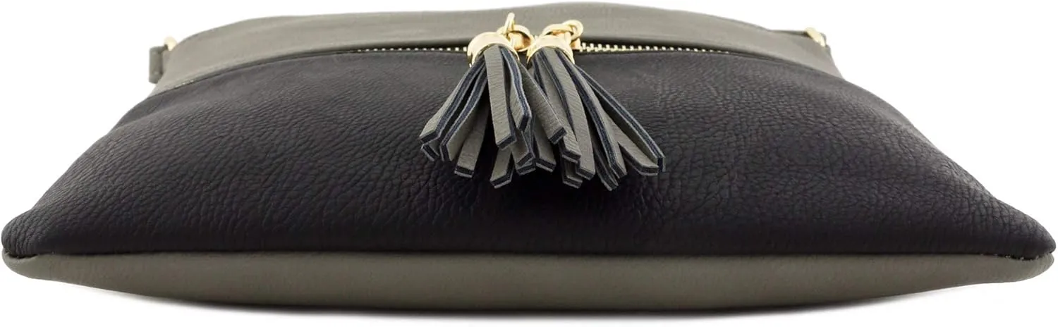 DELUXITY Lightweight Medium Crossbody Bag with Tassel