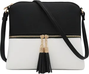 DELUXITY Lightweight Medium Crossbody Bag with Tassel