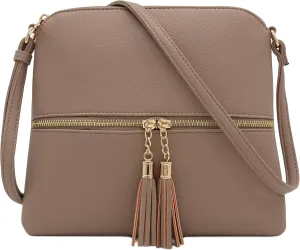 DELUXITY Lightweight Medium Crossbody Bag with Tassel