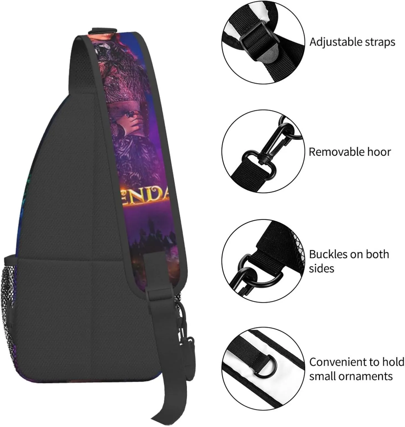 Desc-endants 3 Crossbody Bag Sling Shoulder Backpack, for Outdoor Travel,Sports,Camping,Hiking,Shoulder Bags