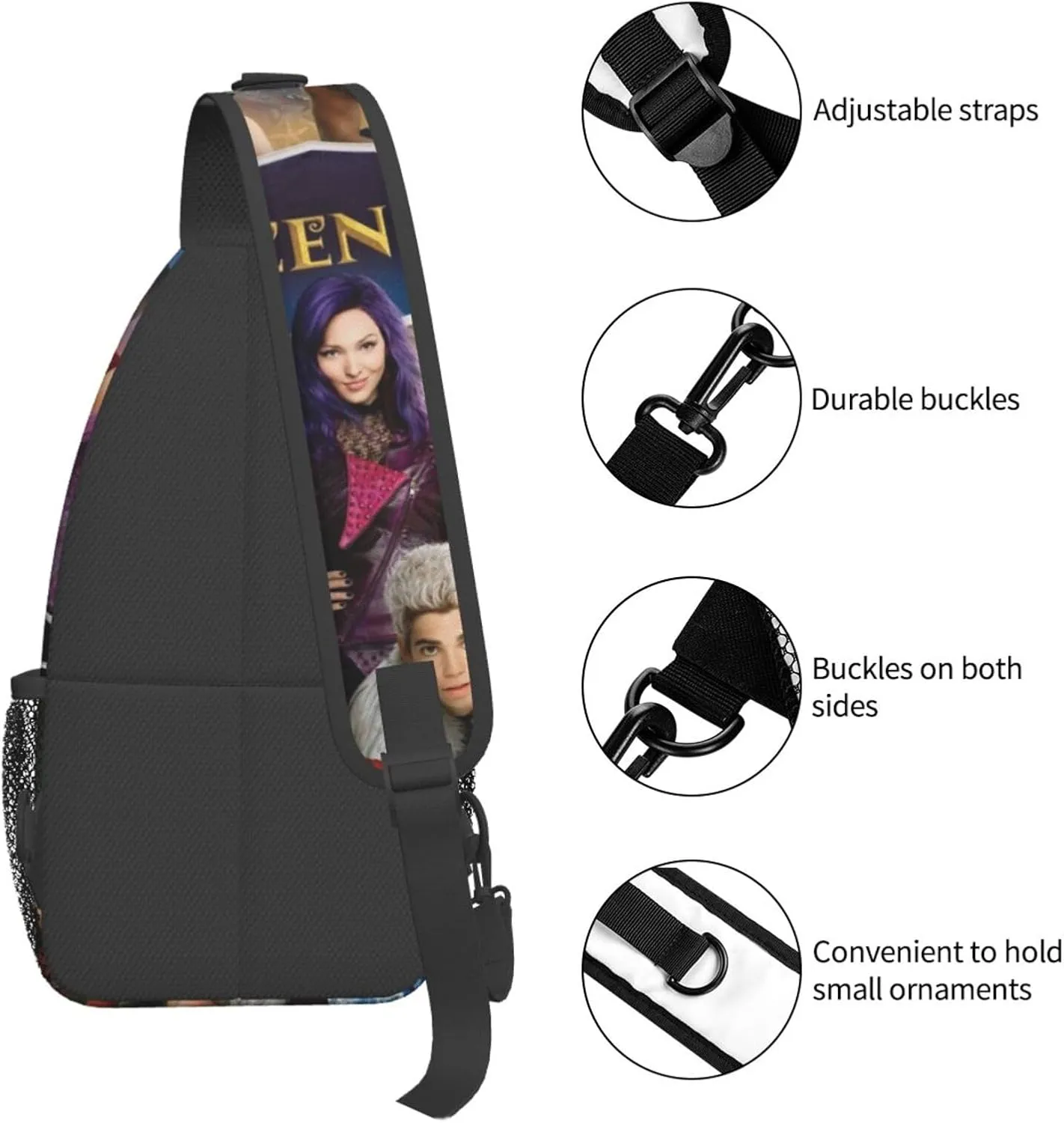 Desc-endants 3 Crossbody Bag Sling Shoulder Backpack, for Outdoor Travel,Sports,Camping,Hiking,Shoulder Bags