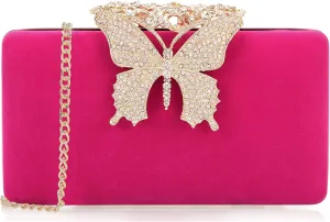 Dexmay Rhinestone Clutch Bag with Crystal Butterfly Clasp Women Evening Handbag Formal Party Purse