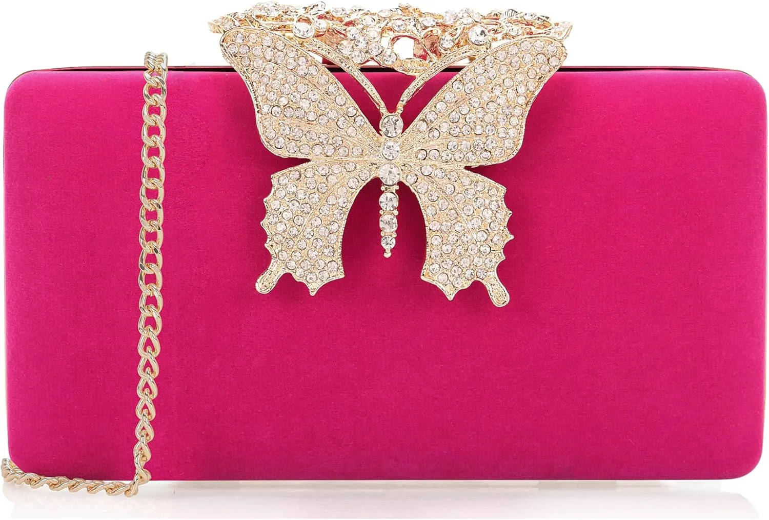 Dexmay Rhinestone Clutch Bag with Crystal Butterfly Clasp Women Evening Handbag Formal Party Purse