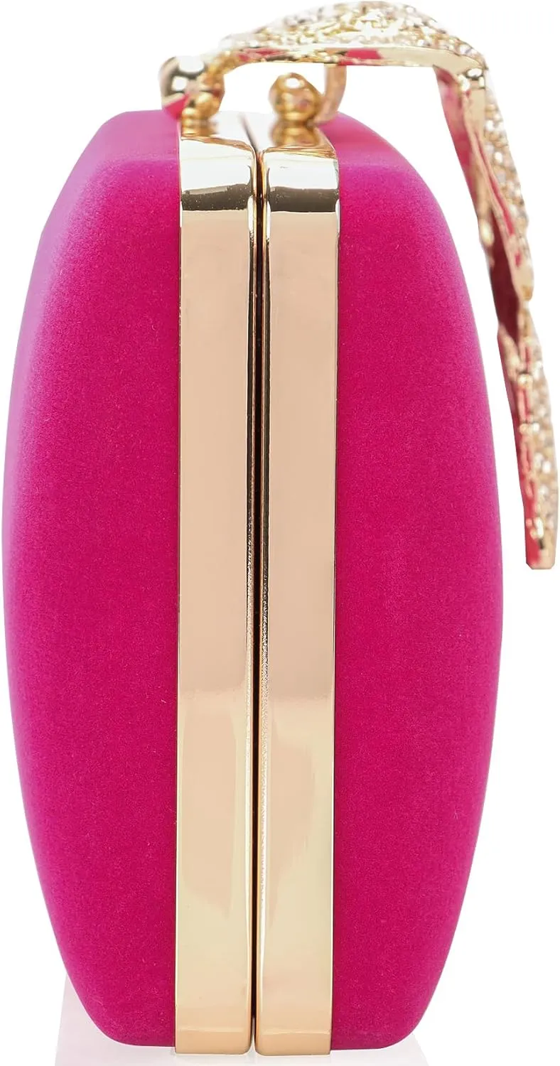 Dexmay Rhinestone Clutch Bag with Crystal Butterfly Clasp Women Evening Handbag Formal Party Purse