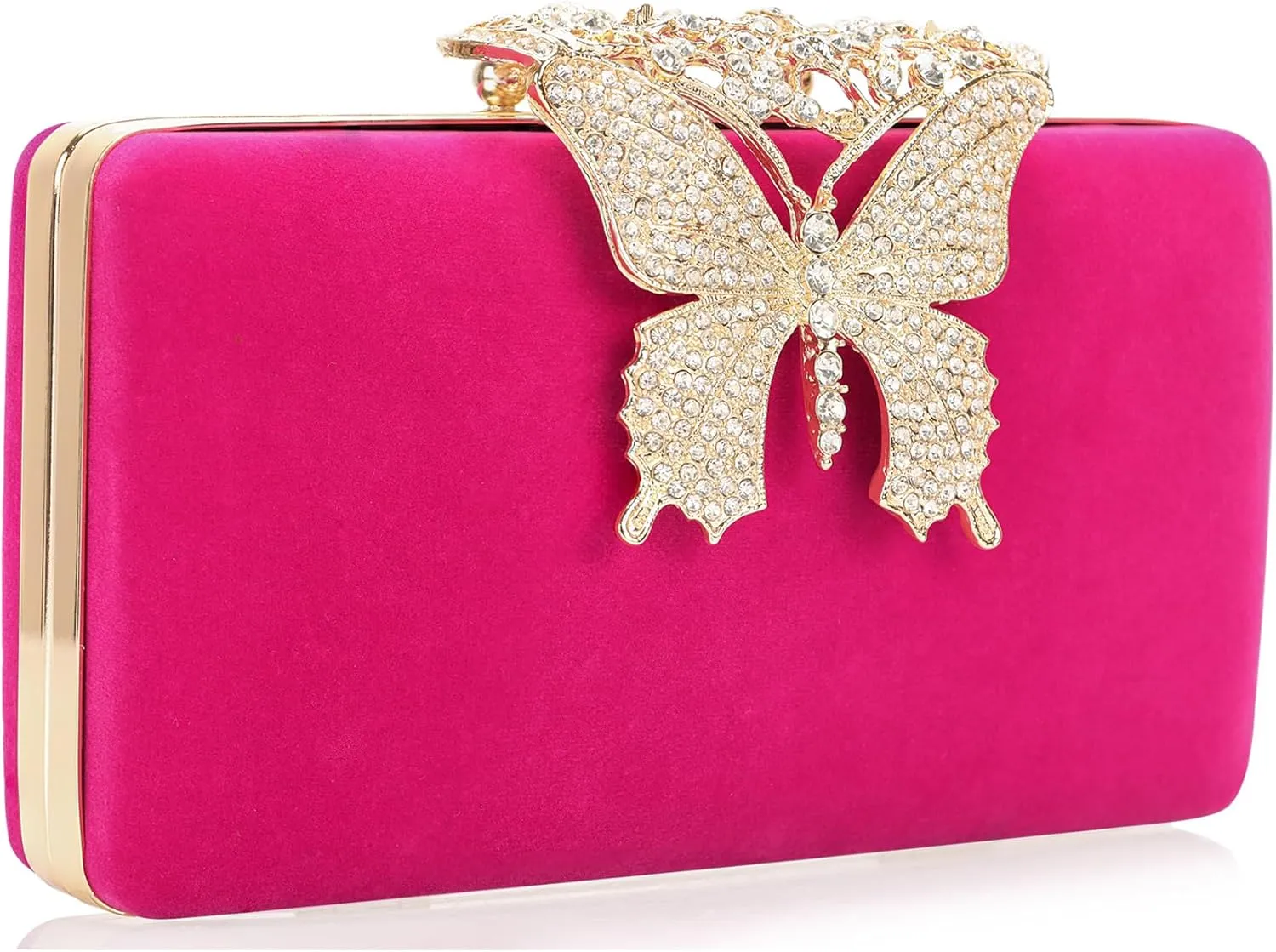 Dexmay Rhinestone Clutch Bag with Crystal Butterfly Clasp Women Evening Handbag Formal Party Purse