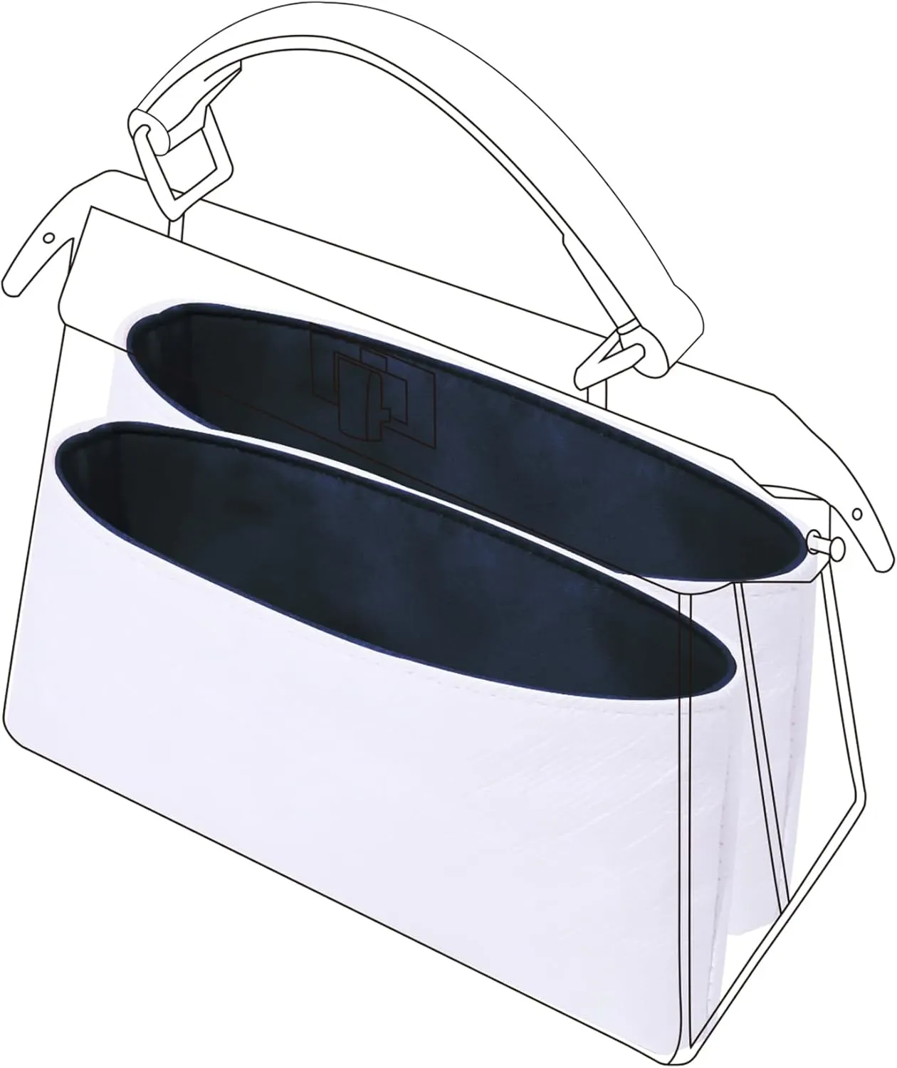 DGAZ Lightweight Purse Organizer Insert for Fendi Peekaboo Bag,silk and DupontPaper handbag inner for Luxury Bags(Blue nuit,Peekaboo M)
