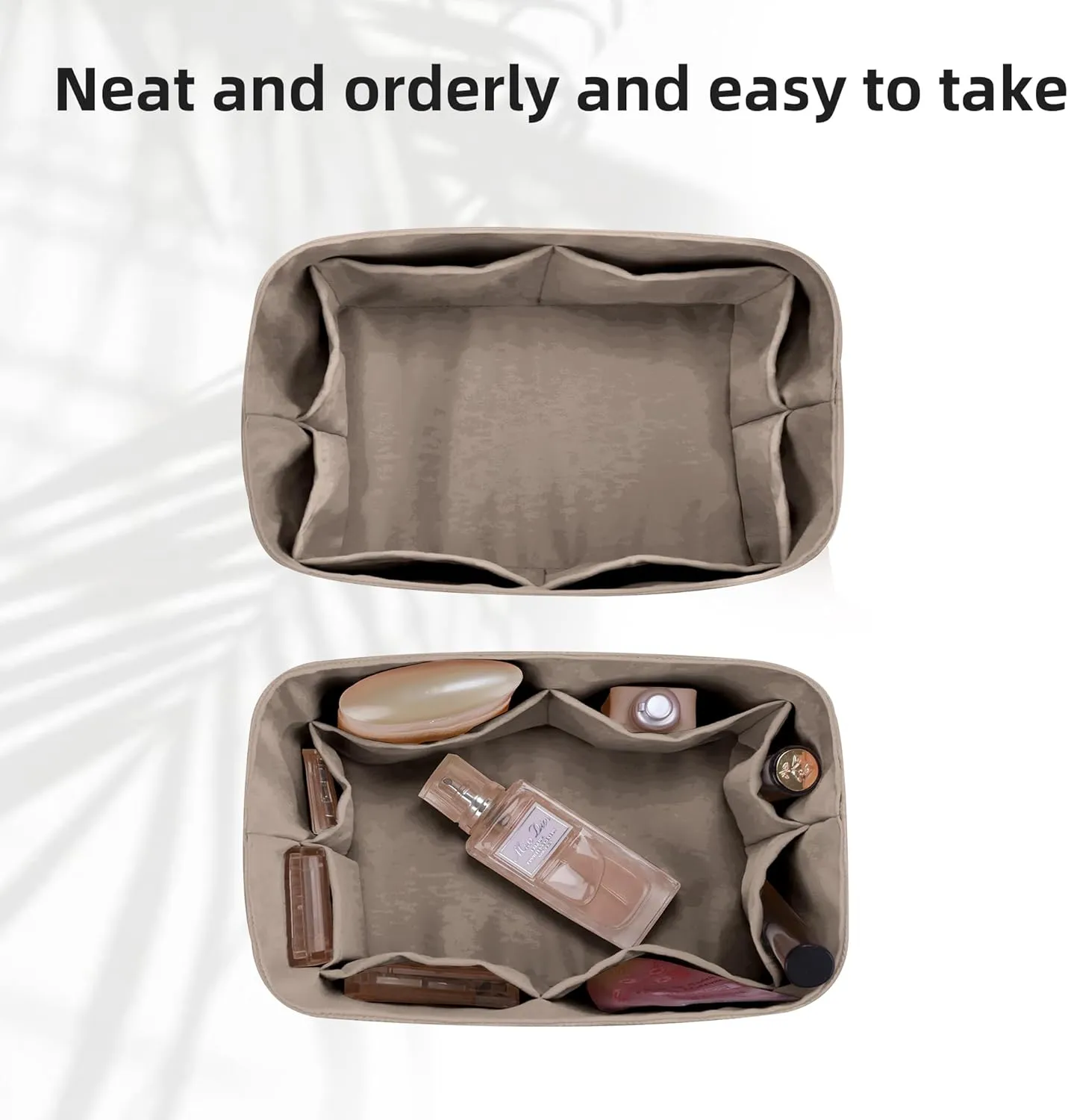 DGAZ Lightweight Purse Organizer Insert for Goyard Rouette Bag,silk and DupontPaper handbag inner for Luxury Bags(Etoupe grey,Rouette)