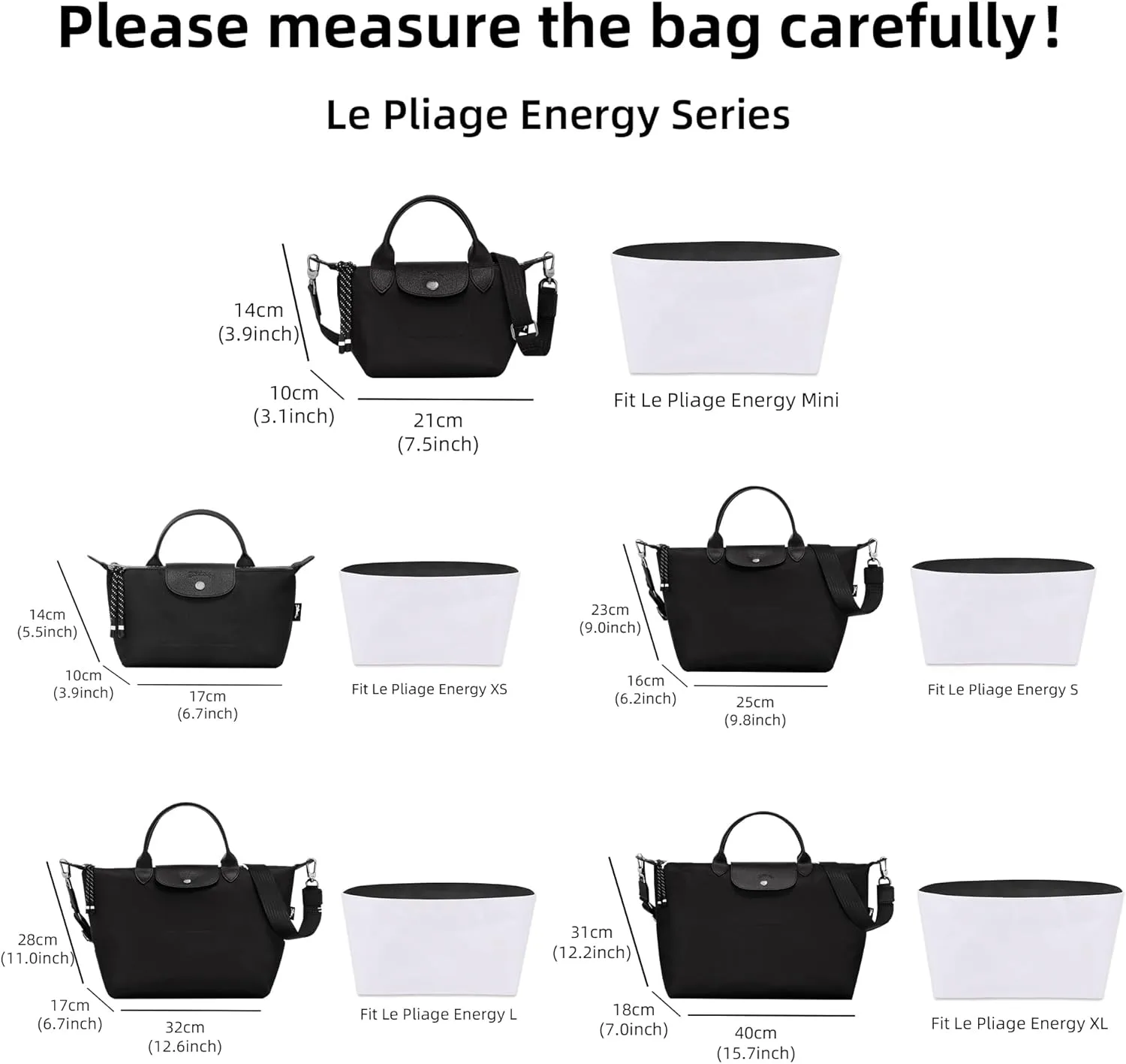 DGAZ Lightweight Purse Organizer Insert for Longchamp Le Pliage Energy Series Bag,silk and DupontPaper handbag inner for Luxury Bags(Blue Lin,Le Pliage Energy S)