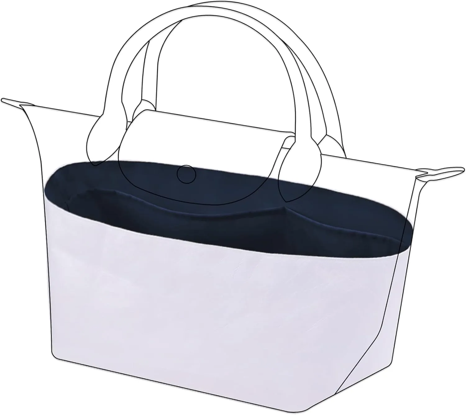 DGAZ Lightweight Purse Organizer Insert for Longchamp Le Pliage Original Series Bag,silk and DupontPaper handbag inner for Luxury Bags(Blue nuit,LE PLIAGE S（Handle height: about 9 cm）)