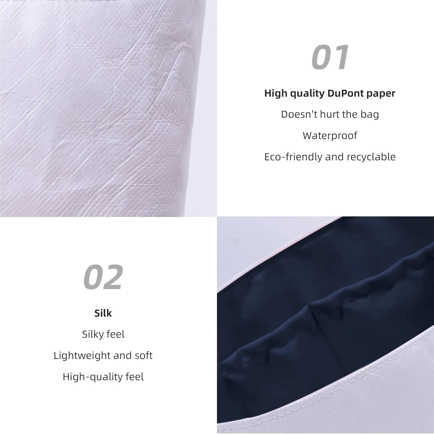 DGAZ Lightweight Purse Organizer Insert for Longchamp Le Pliage Original Series Bag,silk and DupontPaper handbag inner for Luxury Bags(Blue nuit,LE PLIAGE S（Handle height: about 9 cm）)