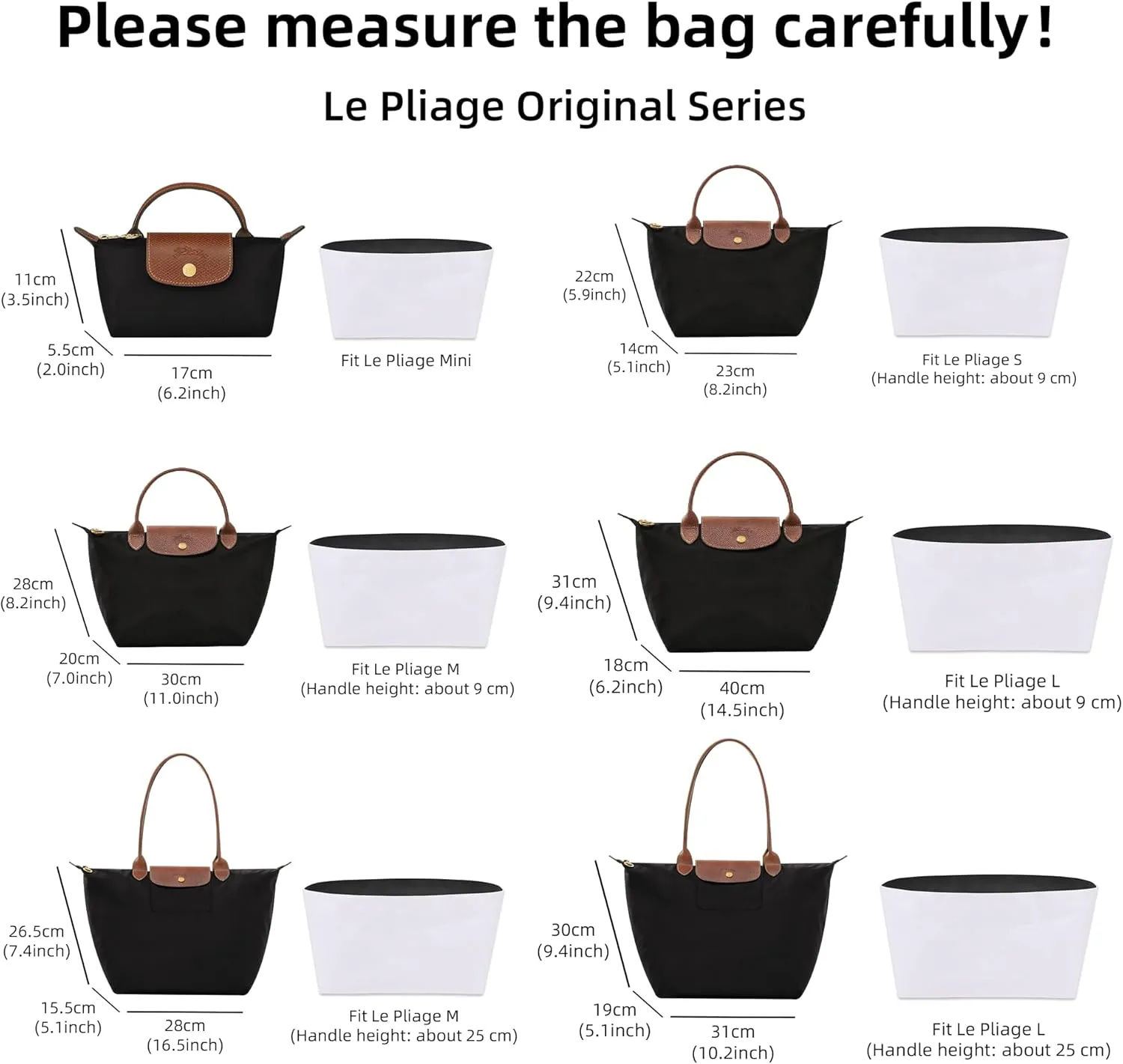 DGAZ Lightweight Purse Organizer Insert for Longchamp Le Pliage Original Series Bag,silk and DupontPaper handbag inner for Luxury Bags(Blue nuit,LE PLIAGE S（Handle height: about 9 cm）)