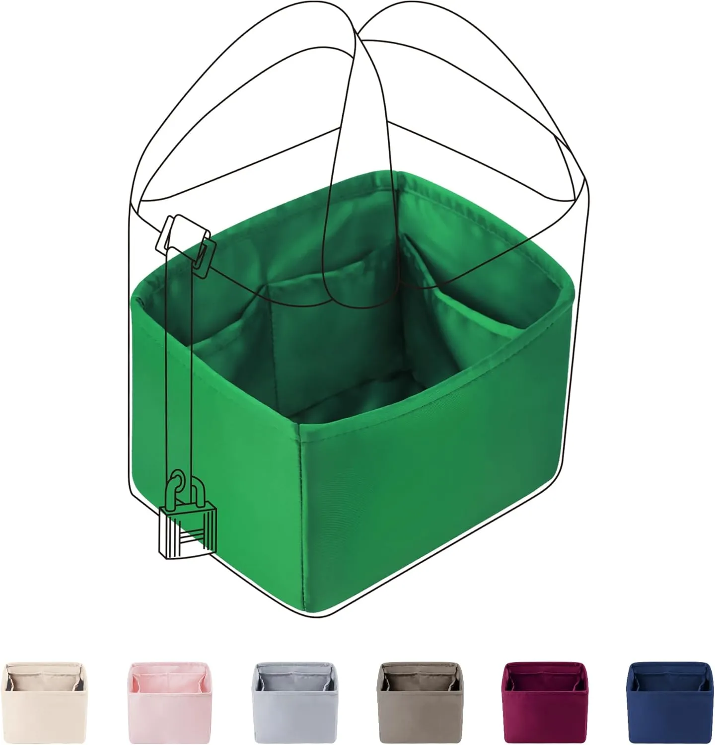 DGAZ Purse Organizer Silky Smooth For Picotin 14/18/22/26/31 Bags,Silk,Luxury Handbag Tote in Bag Shapers(Bambou,PC18)