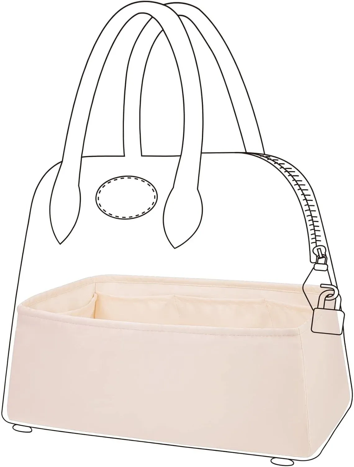 DGAZ Silk Purse Organizer Insert Fits Bolide 1923mini/25/27/31/35,Silky Smooth Bag Organizer，Luxury Handbag & Tote Shaper(Craie,Bolide31)