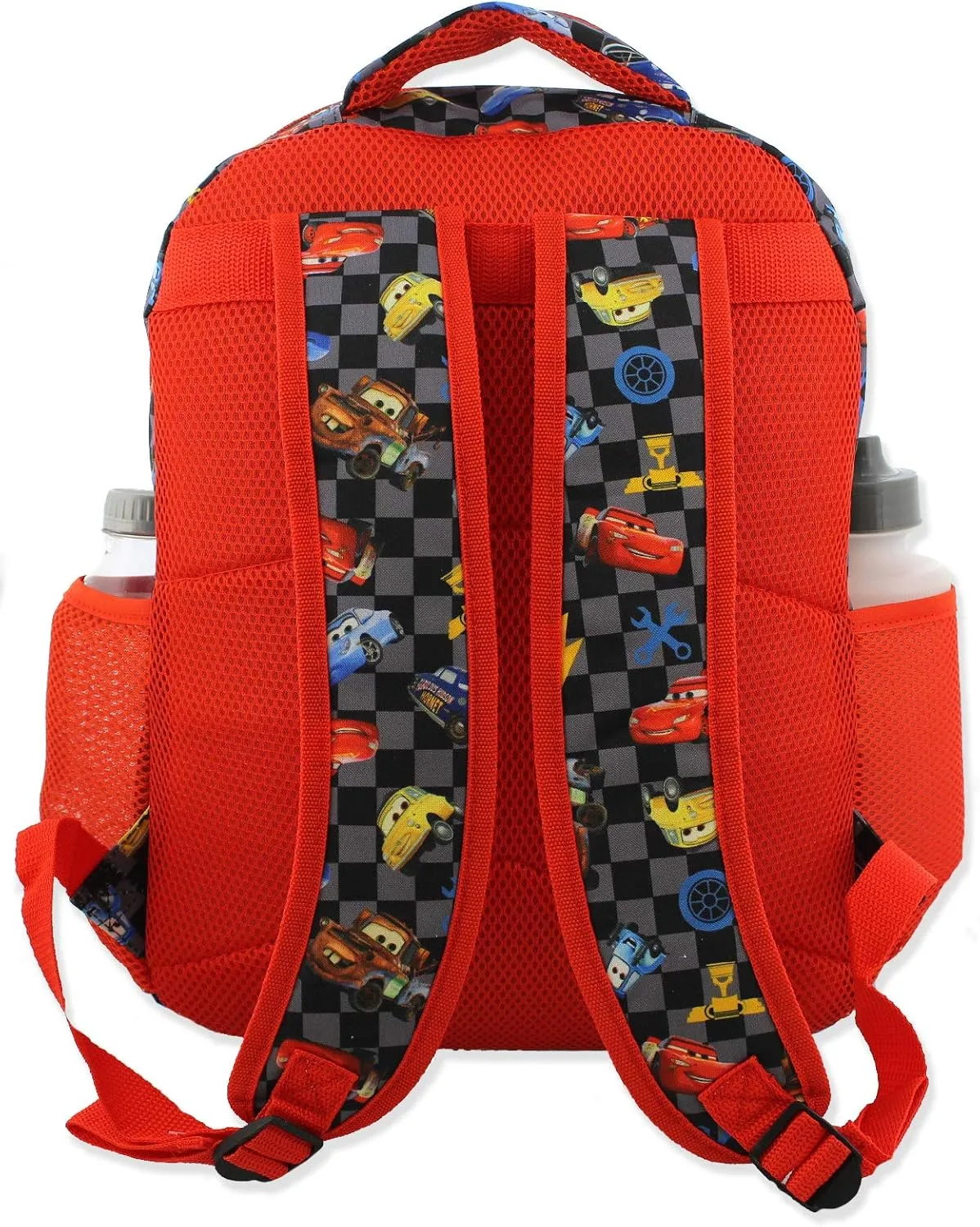 Disney Cars Boy's Girl's 16 Inch School Backpack Bag Lightning McQueen Mater (One Size, Black/Red)