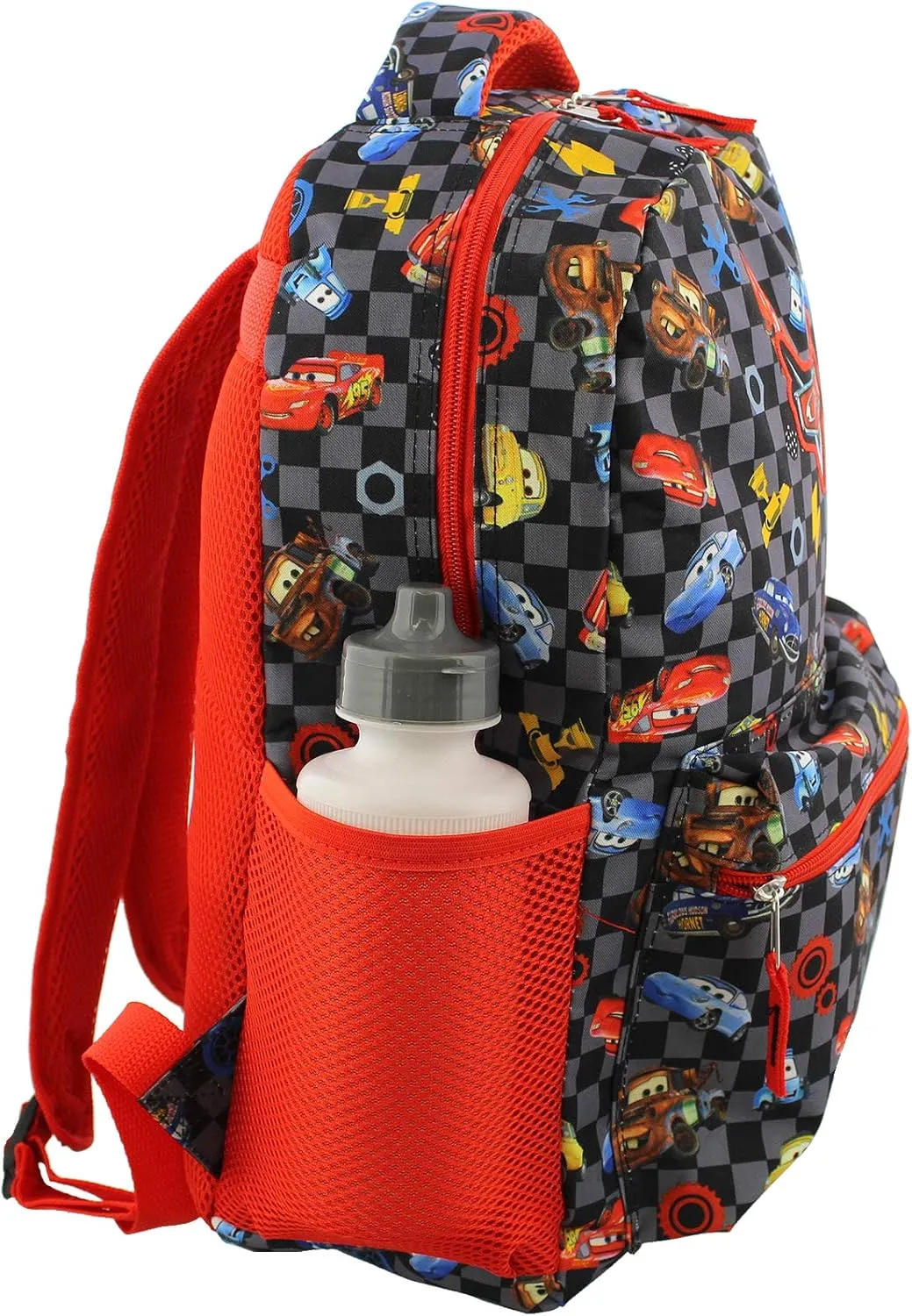Disney Cars Boy's Girl's 16 Inch School Backpack Bag Lightning McQueen Mater (One Size, Black/Red)