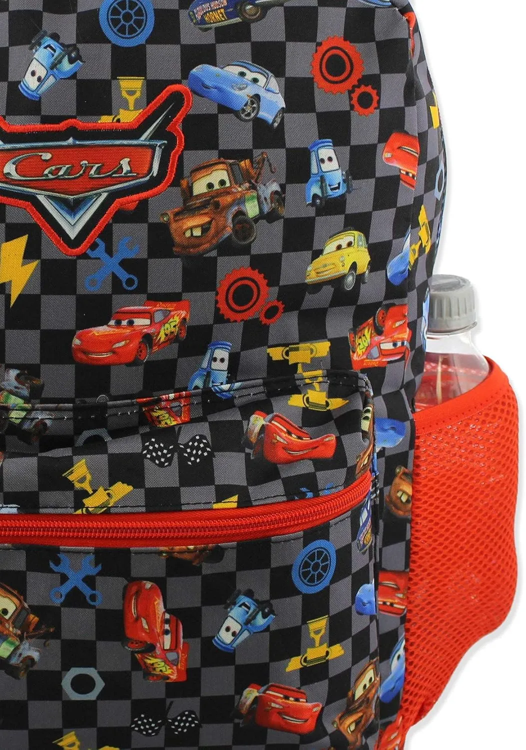 Disney Cars Boy's Girl's 16 Inch School Backpack Bag Lightning McQueen Mater (One Size, Black/Red)