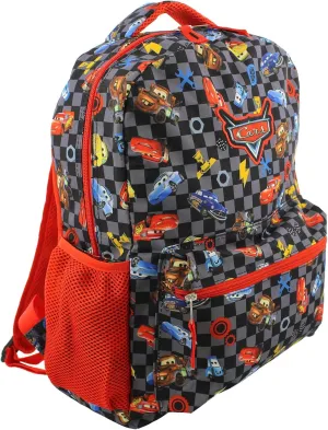 Disney Cars Boy's Girl's 16 Inch School Backpack Bag Lightning McQueen Mater (One Size, Black/Red)