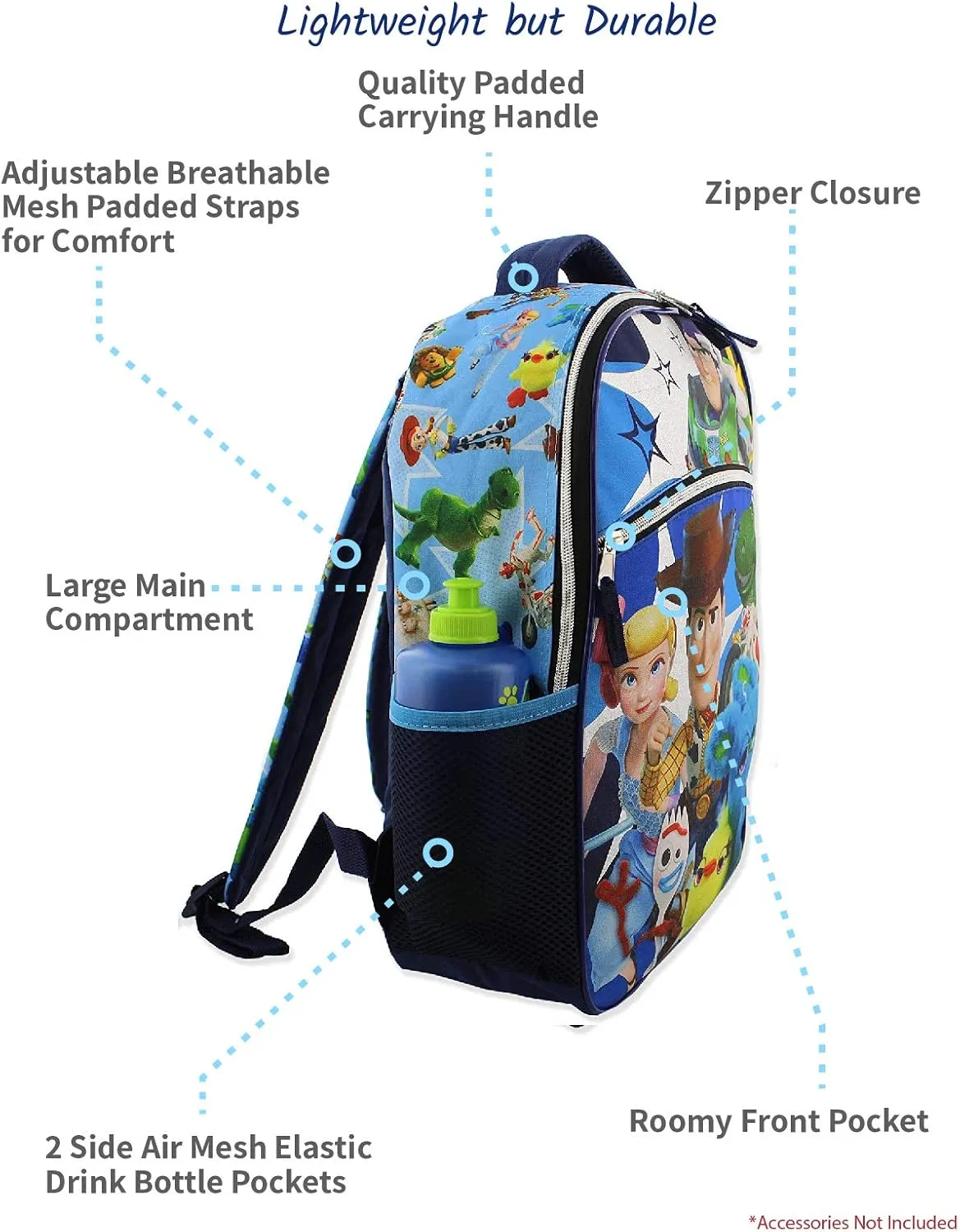 Disney Toy Story 4 Boy's Girl's 16 Inch School Backpack (One Size, Blue)