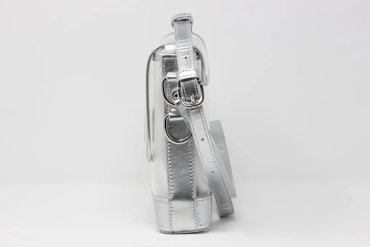 DOMINIE Clear Small Satchel Holographic Leather Trim with Removable Interchangeable Liner