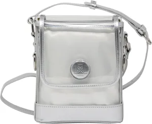 DOMINIE Clear Small Satchel Holographic Leather Trim with Removable Interchangeable Liner