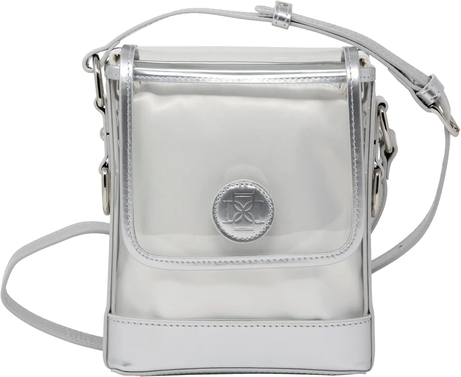 DOMINIE Clear Small Satchel Holographic Leather Trim with Removable Interchangeable Liner