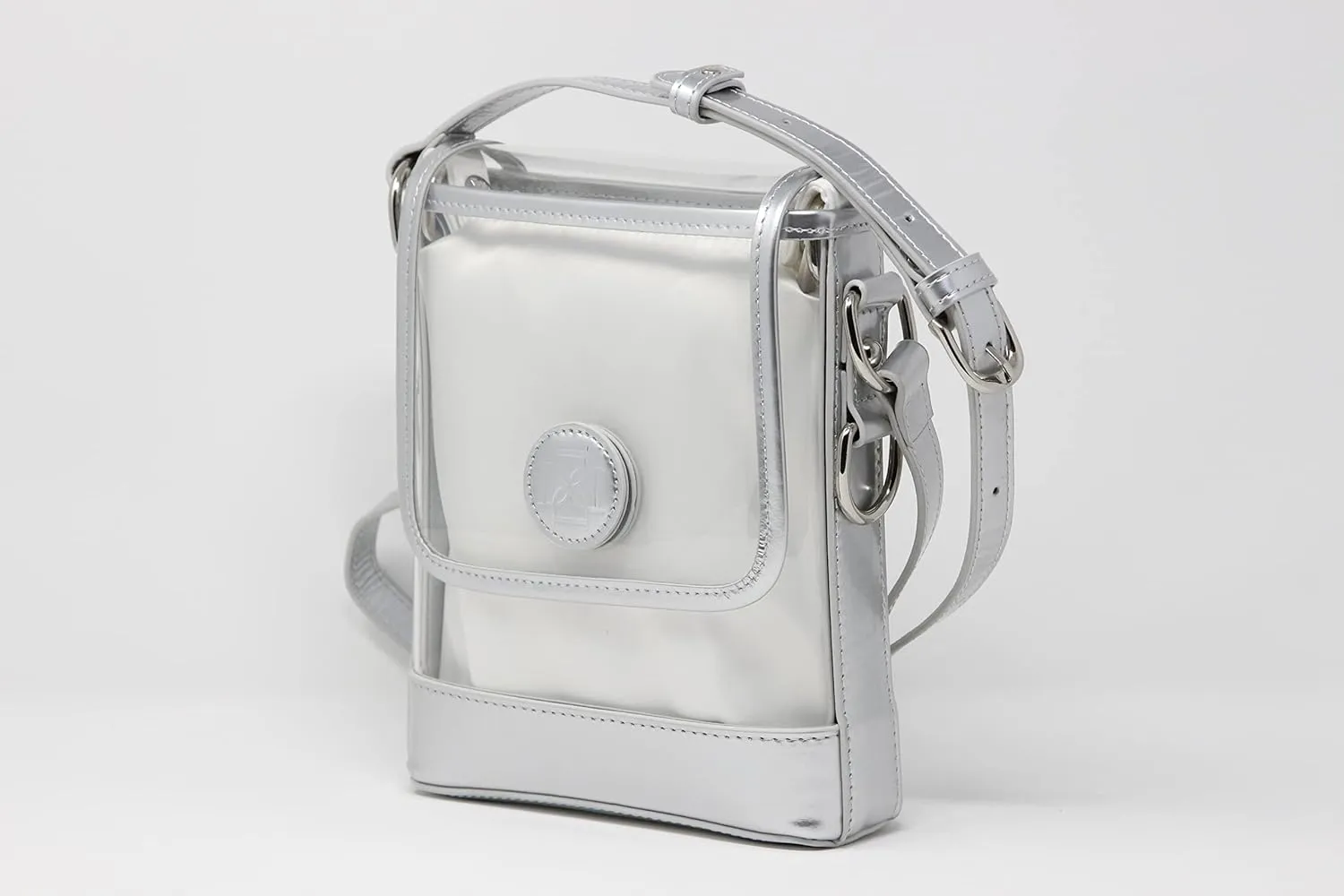 DOMINIE Clear Small Satchel Holographic Leather Trim with Removable Interchangeable Liner