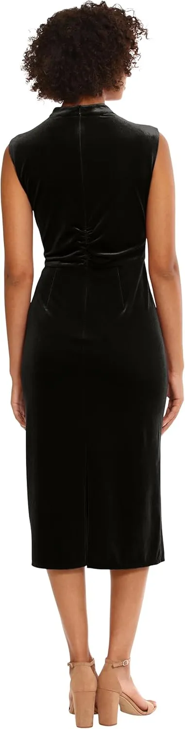 Donna Morgan Women's Sleek and Sophisticated Stretch Velvet Midi Event Occasion Party Date Night Out Guest of