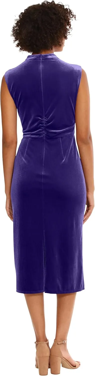 Donna Morgan Women's Sleek and Sophisticated Stretch Velvet Midi Event Occasion Party Date Night Out Guest of