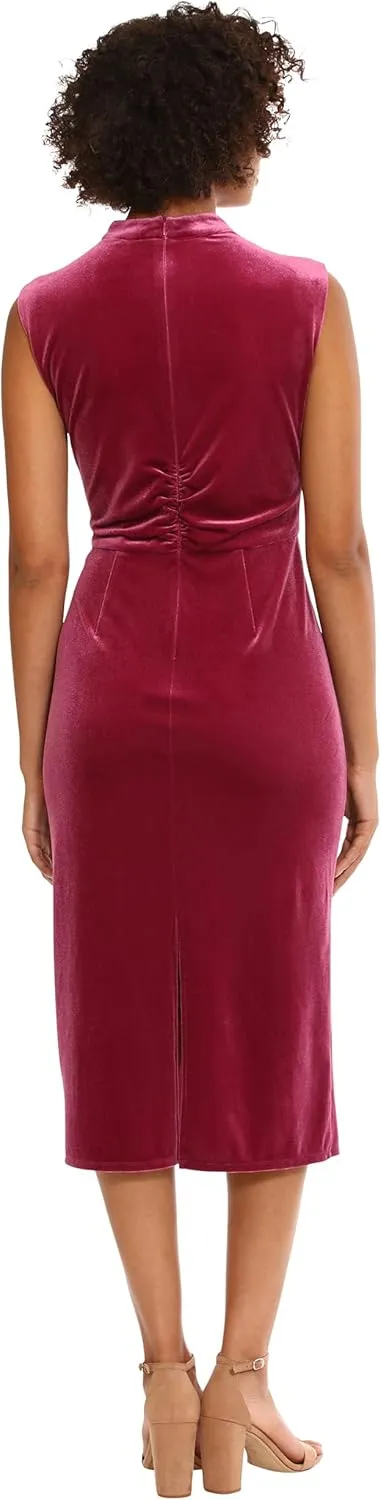 Donna Morgan Women's Sleek and Sophisticated Stretch Velvet Midi Event Occasion Party Date Night Out Guest of