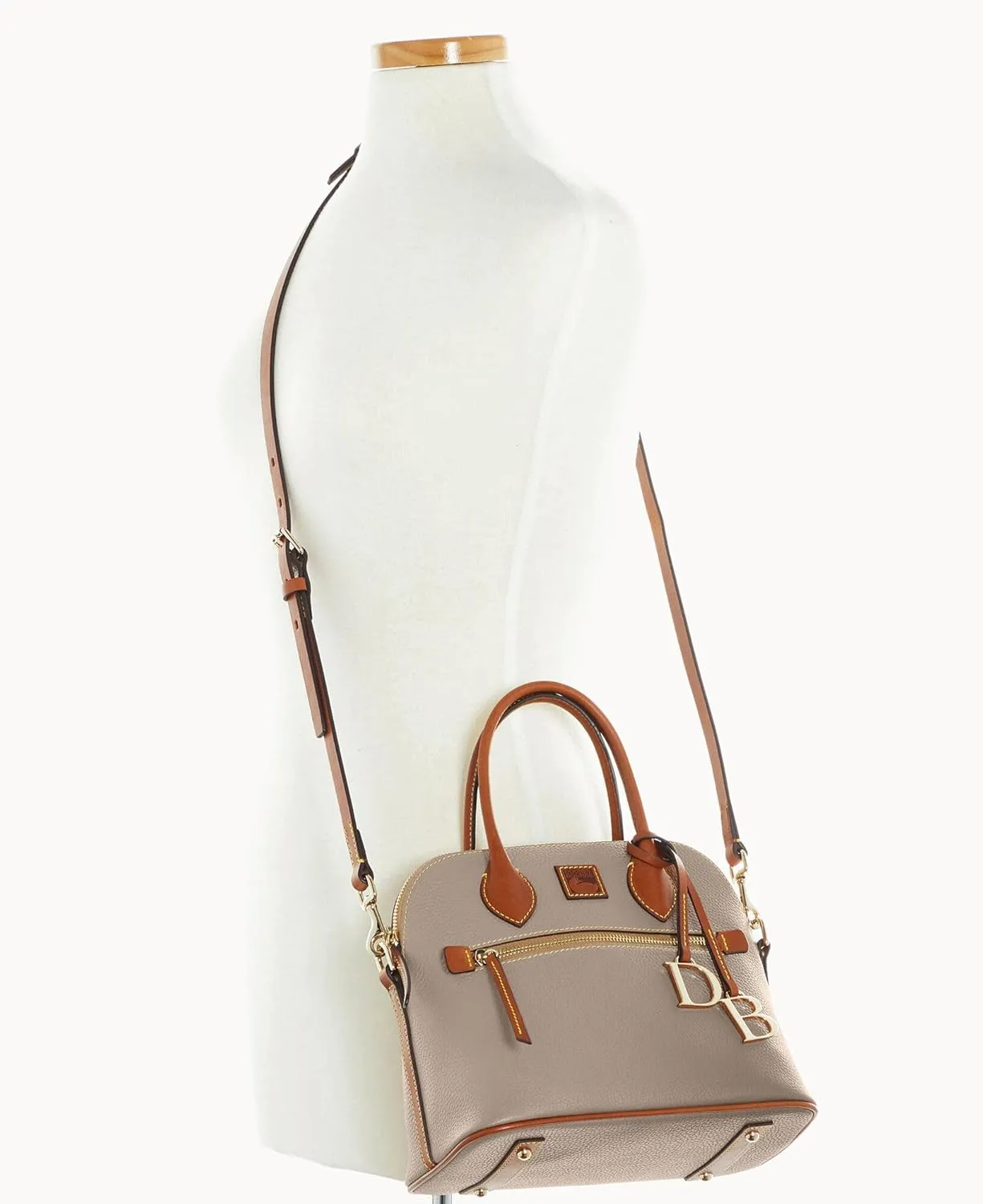 Dooney & Bourke Women's Domed Satchel in Pebble Grain Leather, Large Handbag with Adjustable & Detachable Shoulder Strap