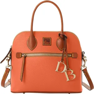 Dooney & Bourke Women's Domed Satchel in Pebble Grain Leather, Large Handbag with Adjustable & Detachable Shoulder Strap