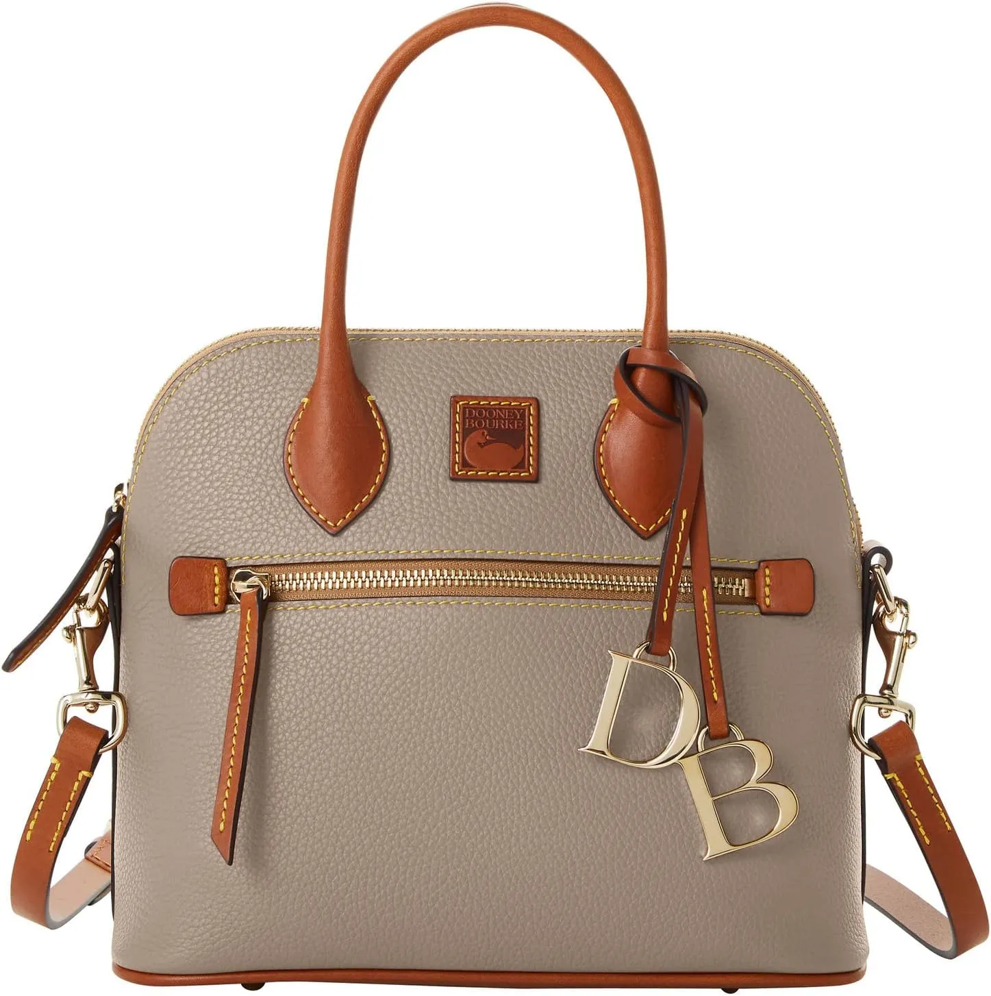 Dooney & Bourke Women's Domed Satchel in Pebble Grain Leather, Large Handbag with Adjustable & Detachable Shoulder Strap