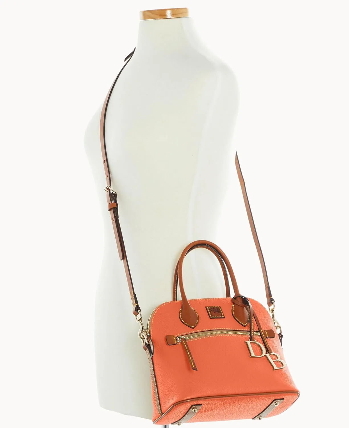 Dooney & Bourke Women's Domed Satchel in Pebble Grain Leather, Large Handbag with Adjustable & Detachable Shoulder Strap