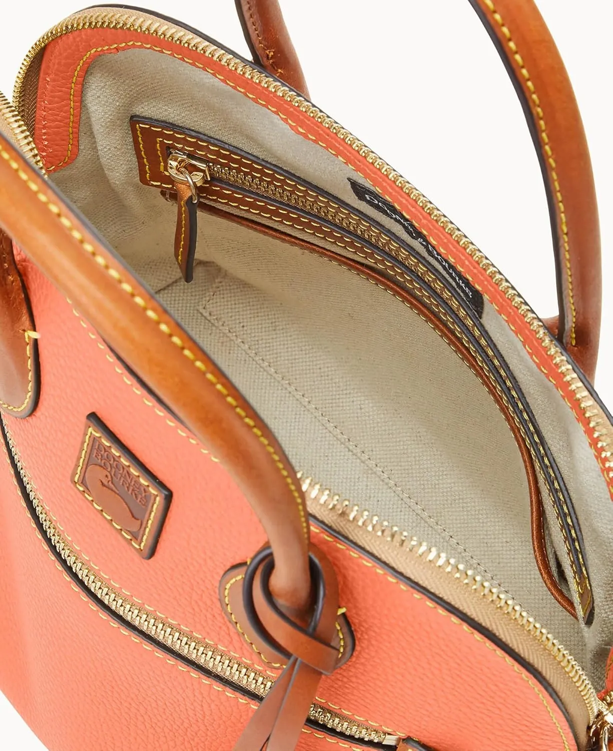 Dooney & Bourke Women's Domed Satchel in Pebble Grain Leather, Large Handbag with Adjustable & Detachable Shoulder Strap