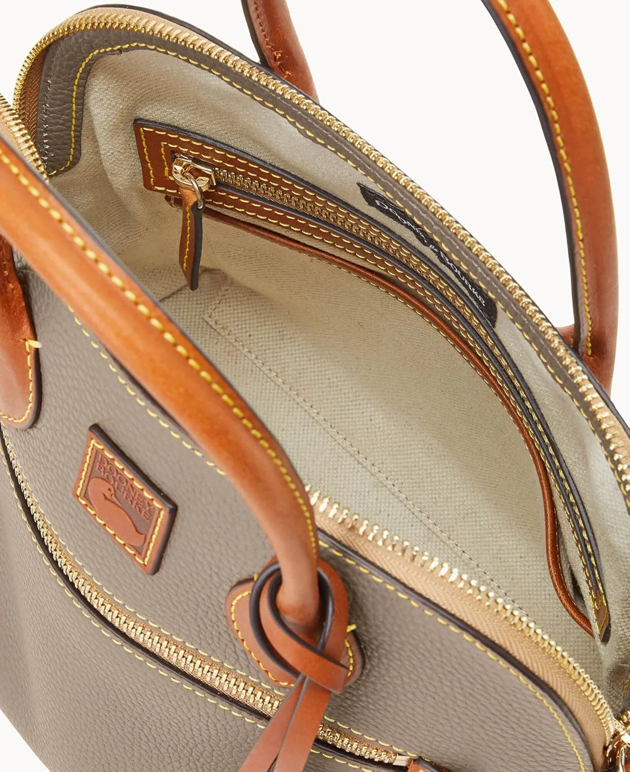 Dooney & Bourke Women's Domed Satchel in Pebble Grain Leather, Large Handbag with Adjustable & Detachable Shoulder Strap