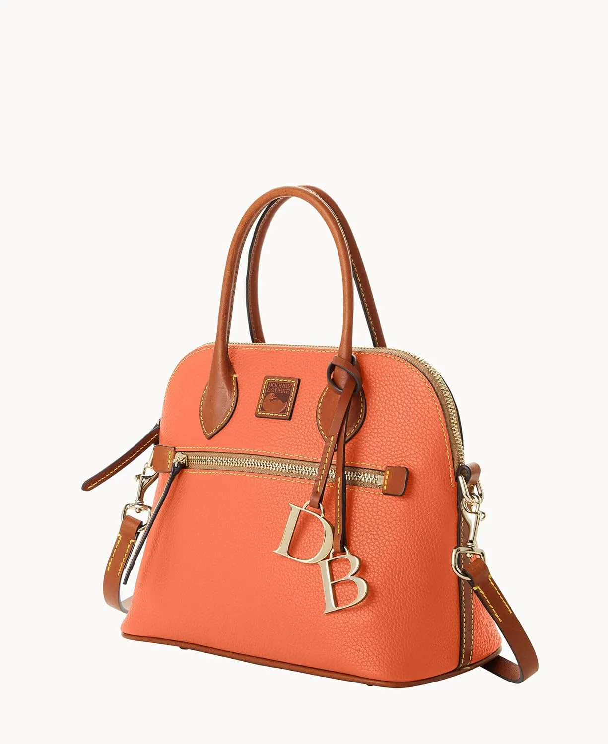 Dooney & Bourke Women's Domed Satchel in Pebble Grain Leather, Large Handbag with Adjustable & Detachable Shoulder Strap