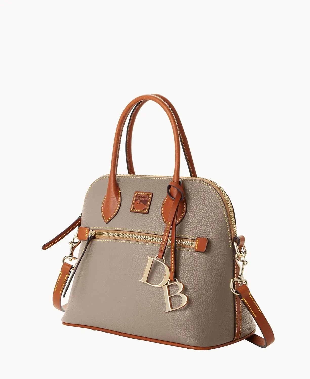 Dooney & Bourke Women's Domed Satchel in Pebble Grain Leather, Large Handbag with Adjustable & Detachable Shoulder Strap