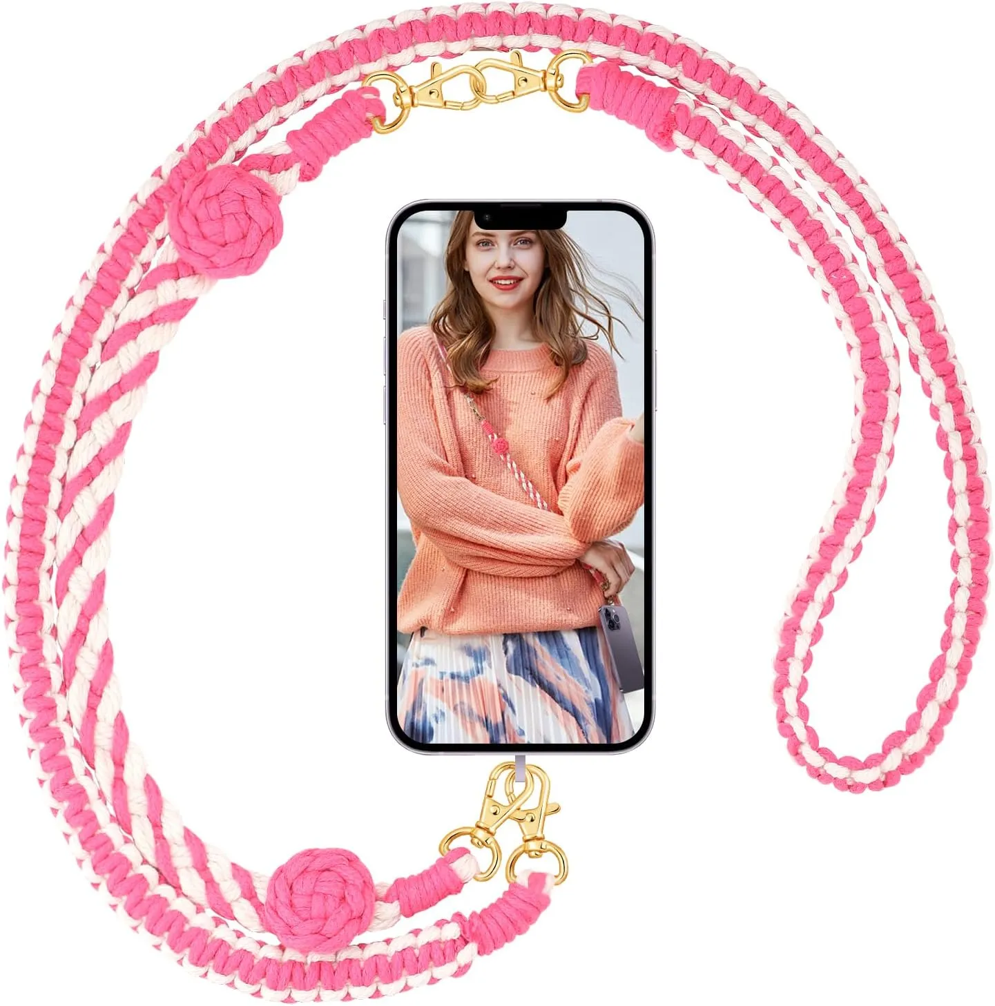 DoreenBow Phone Lanyard Boho Macrame Phone Strap Charm Handmade Crossbody Phone Lanyard Shoulder Neck Straps Pendant