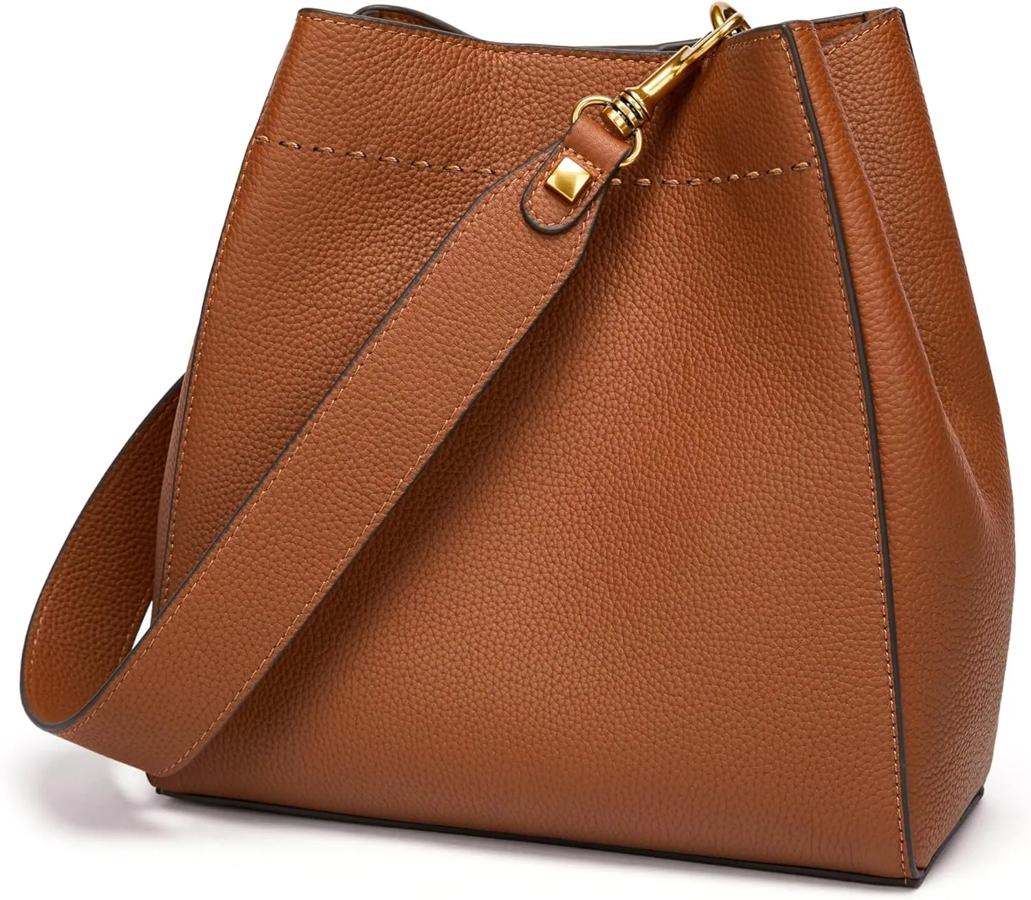 DORIS&JACKY Leather Bucket Tote Bags for Women Designer Shoulder Hobo Purse and Handbags with Detachable Wide Strap