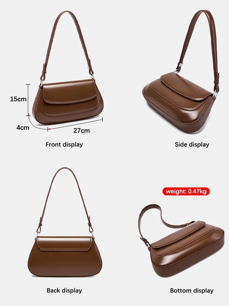 Elegant Leather Shoulder Bag Handbag For Women, French Fashion Underarm Purse with Hidden Magnetic Buckle Closure