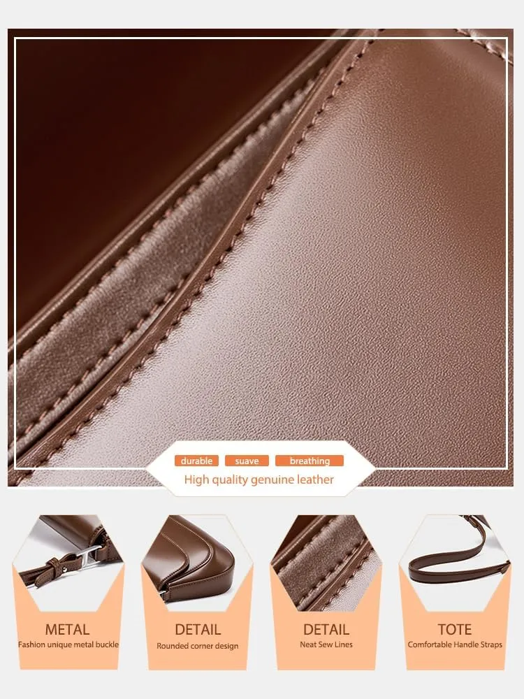 Elegant Leather Shoulder Bag Handbag For Women, French Fashion Underarm Purse with Hidden Magnetic Buckle Closure