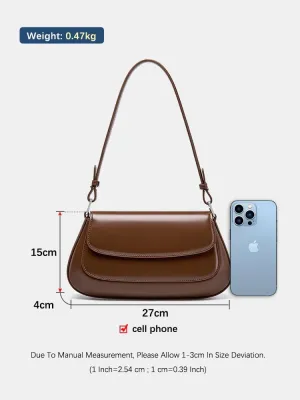 Elegant Leather Shoulder Bag Handbag For Women, French Fashion Underarm Purse with Hidden Magnetic Buckle Closure