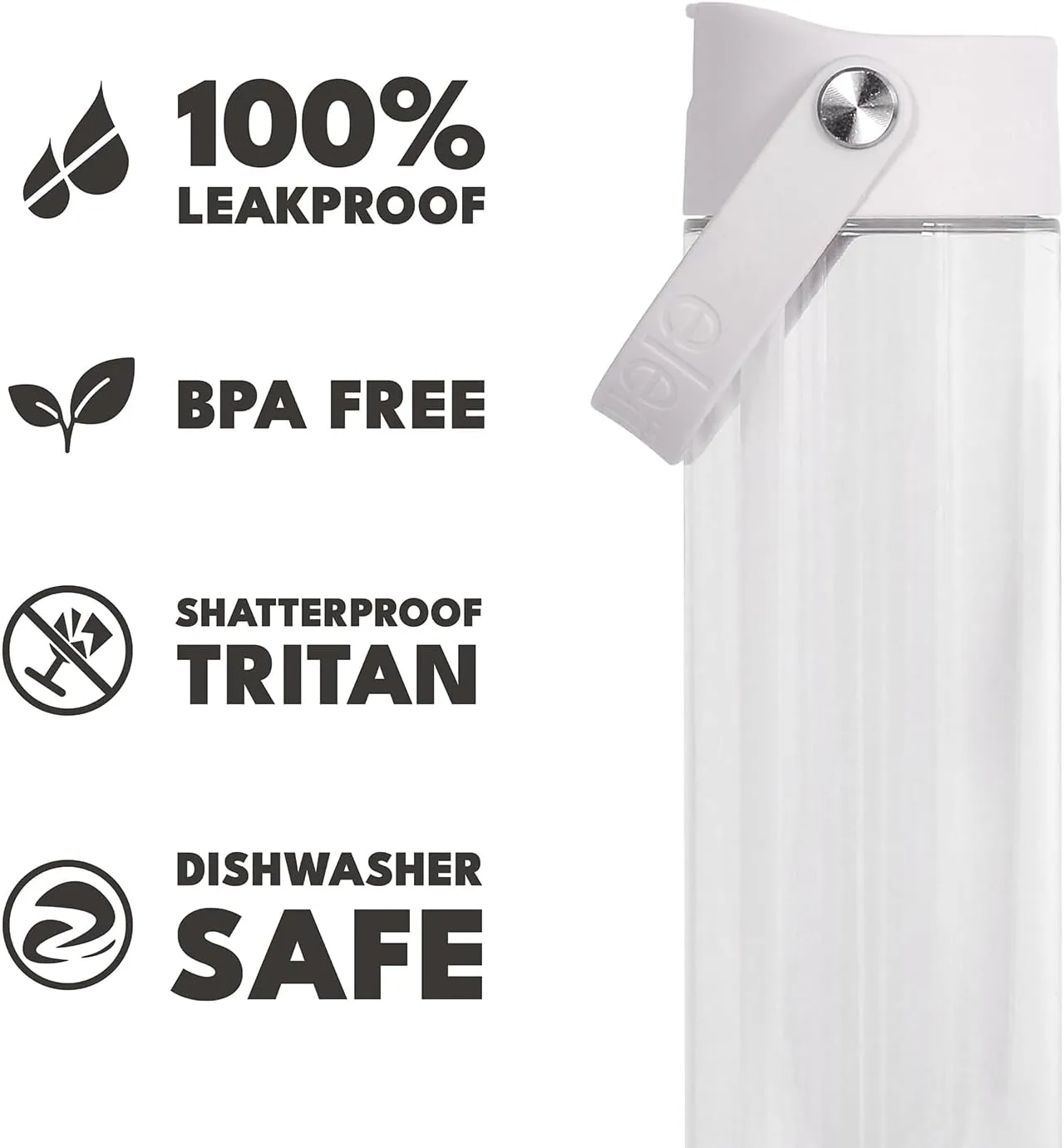 Elemental Splash Water Bottle with Straw - BPA-Free Tritan Plastic Reusable Water Bottle with Strap - Leak-Proof Waterbottle for Travel, Gym and Sports - 26oz
