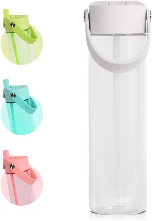 Elemental Splash Water Bottle with Straw - BPA-Free Tritan Plastic Reusable Water Bottle with Strap - Leak-Proof Waterbottle for Travel, Gym and Sports - 26oz