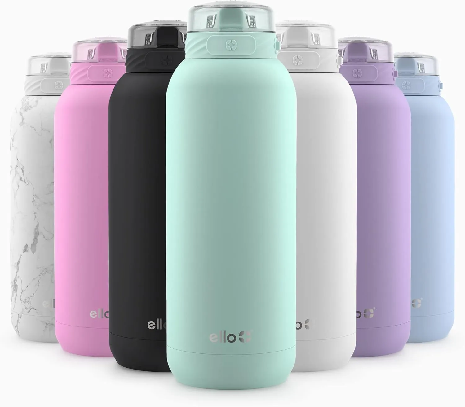 Ello Cooper 32oz Stainless Steel Water Bottle with Straw and Carry Handle, Double Walled and Vacuum Insulated Metal, Leak Proof Locking Lid with Soft Silicone Spout, Reusable, BPA Free, Yucca