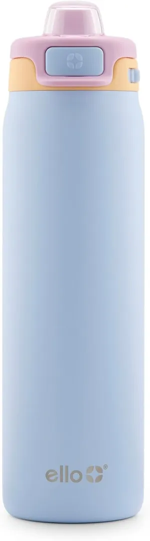 Ello Pop & Fill Stainless Steel Water Bottle with Quick Fill Technology, Double Walled Vacuum Insulated Metal, Leak Proof Locking Lid, Sip & Chug, BPA Free, Holiday Gift for Him Her, 22oz, 32oz, 40oz
