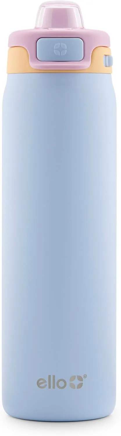 Ello Pop & Fill Stainless Steel Water Bottle with Quick Fill Technology, Double Walled Vacuum Insulated Metal, Leak Proof Locking Lid, Sip & Chug, BPA Free, Holiday Gift for Him Her, 22oz, 32oz, 40oz