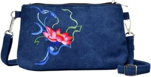 Embroidered Canvas Small Square Bag Stylish Crossbody Clutch For Women, Perfect For Mobile Phones And Essentials