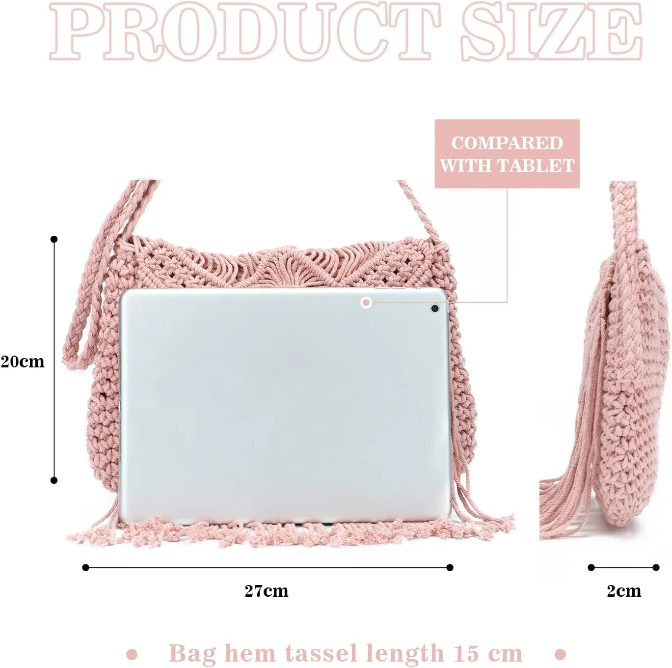 Emprier Retro Crochet Crossbody Shoulder Bag for Women Woven Fringe hobo bags Summer Beach Handmade Purse